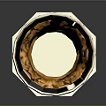 Classical Fluted Column Sculpture With Golden Decorative Top And Marble Base