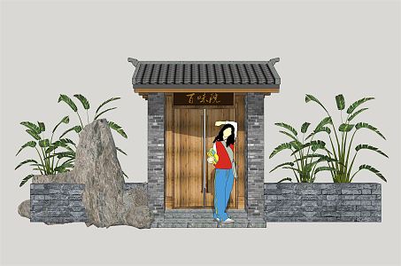 New Chinese Style Gate Farm Gate 3d model