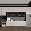 Modern Wine Cabinet In Contemporary Kitchen With White Cabinets Refrigerator And Oven