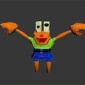 Cartoon Crab Character With Orange Claws Green Shirt And Blue Skirt In 3D Style