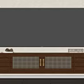 Wooden TV Stand With Lattice Doors Drawers Flat Screen TV And Table Lamp