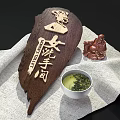 Leaf Shaped Restroom Signs With Chinese Characters Human Silhouettes And Wooden Design