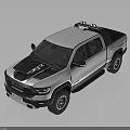 Stylish Silver Pickup Truck with Black Hood Roof Rack and Off Road Tires