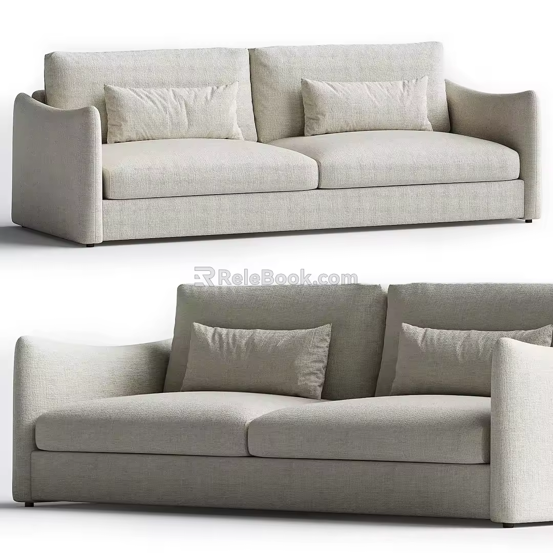 Modern Double Sofa Silent Double Sofa Fabric Double Sofa Nordic Double Sofa 3d model