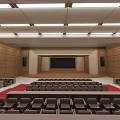Modern Conference Room Interior With Rows Of Seats Large Projection Screen And Ceiling Lighting