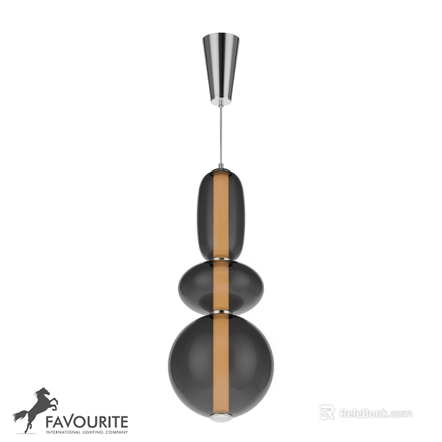 Modern Spherical Pendant Light With Black And Brown Striped Design For Contemporary Interior 3d model 