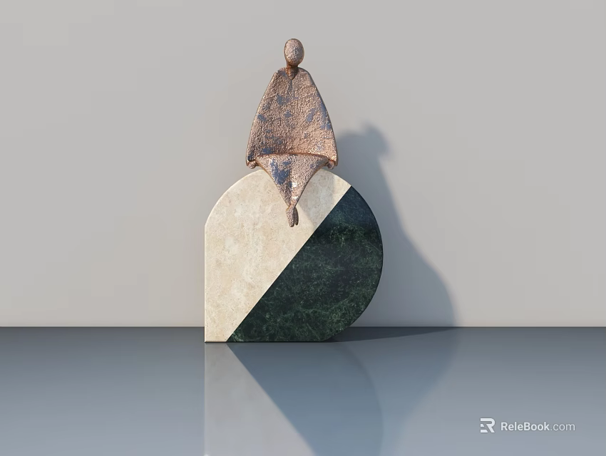 Road Infrastructure With Metal Sculpture On Half Moon Shaped Platform 3d model