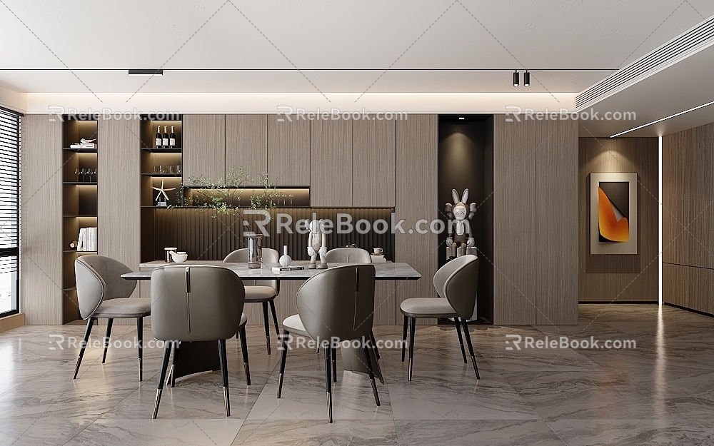 Modern Light Luxury Door Wall Cabinet Guest Restaurant 3d model