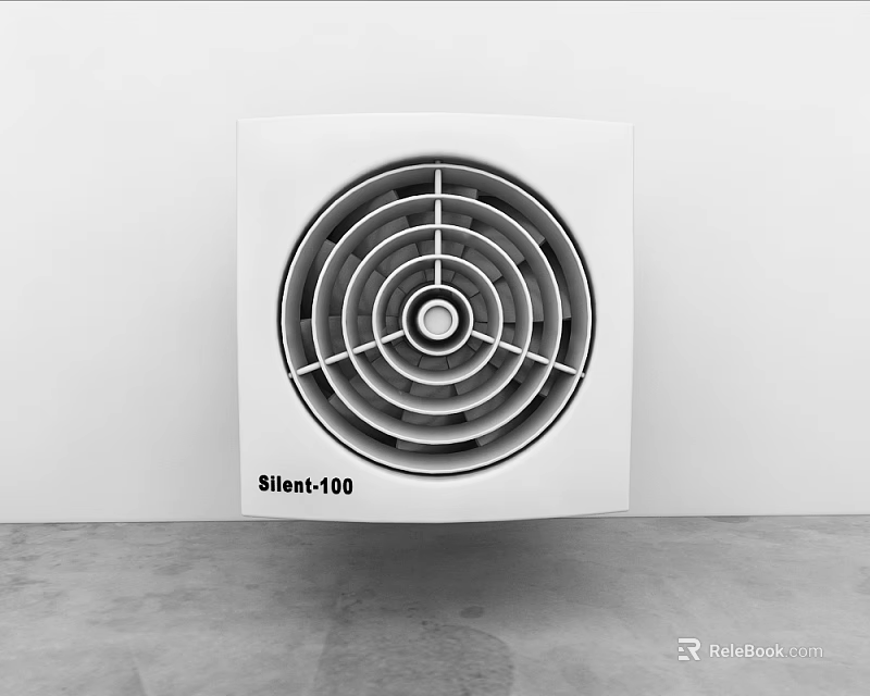 Silent 100 Ventilation Fan White Square Design With Circular Grille 3d model 
