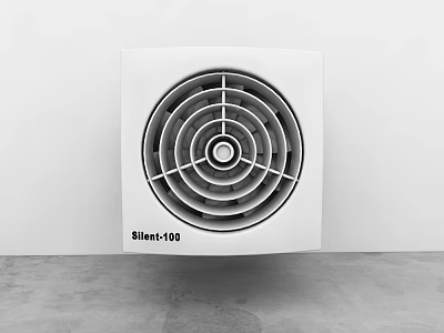 Silent 100 Ventilation Fan White Square Design With Circular Grille 3d model