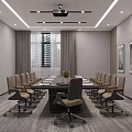 Modern Conference Room Interior With Long Table Projector And Framed 3d model