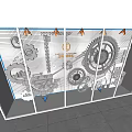 Industrial Commercial Equipment Showcase With Illuminated Gear Design And Mechanical Elements