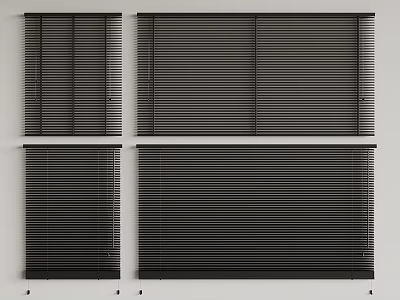 Black Venetian Blinds Modern Design For Window With Adjustable Slats And Light Control 3d model