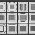 Multiple Square Air Conditioner Fans With Various Grille Designs And Embedded Styles 3d model