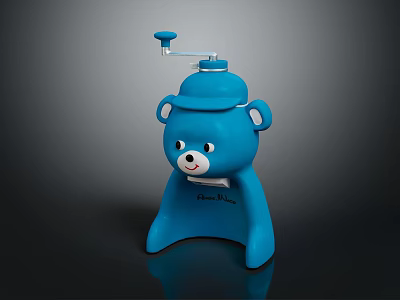 Blue Bear Shaped Manual Kitchen Grinder Appliance With Cute Design Handle 3d model