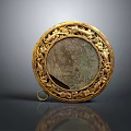 Vintage Circular Mirror With Ornate Golden Carved Frame For Home Use