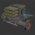 Vintage Multiple Barrel Wheeled Weapon With Metal Carriage And Old Fashioned Design