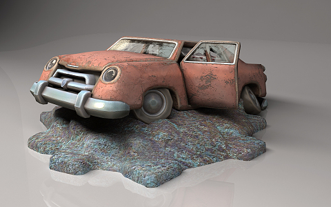 Modern car accident car broken car scrapped car dilapidated car traffic safety sketch landscape scrap car accident car 3d model