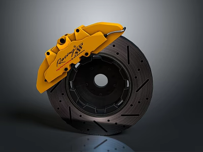 Utility Vehicle High Performance Brake System With Yellow Calipers And Vented Discs 3d model