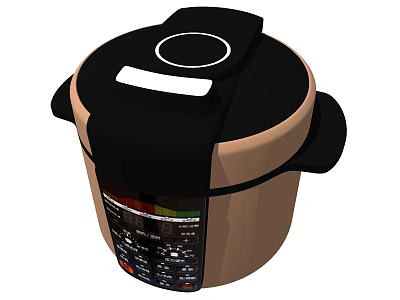 Electric Pressure Cooker Kitchen Appliance With Black Lid White Button Brown Body And Side Handles 3d model