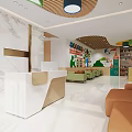 School Reception Area With Modern Design Sofa And Colorful Lights 3d model