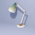 Modern Desk Lamp With Gradient Green White Shade Adjustable Arm White Base And Gold Accents