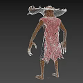 Mystical Game Movie Character With Scarecrow Look Glowing Green Eyes And Horned Headdress