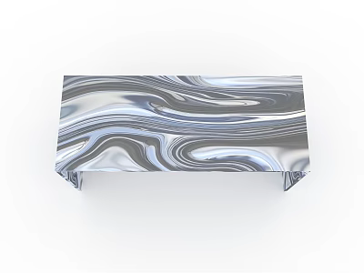 Contemporary Public Chair With Wavy Silver Gray Metallic Surface And Sleek Frame 3d model