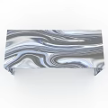 Contemporary Public Chair With Wavy Silver Gray Metallic Surface And Sleek Frame