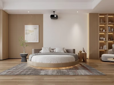 Modern Room Hotel Round Bed Room 3d model