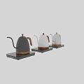 Sleek White Electric Kettle With Wooden Handle And Base On Black Heating Plate With Buttons