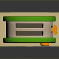 Green Two Slice Toaster With Orange Knob And Cream Base Electronic Appliance
