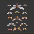 Artistic Colorful Craft Paper Butterflies Scattered On Dark Background Surface