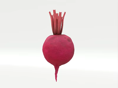 Handcrafted Red Beetroot Sculpture with Carved Stalks and Root Details 3d model