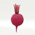 Handcrafted Red Beetroot Sculpture with Carved Stalks and Root Details