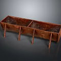 Rustic Brown Wooden Garden Decorative Planter With Rectangular Double Compartment And Legs 3d model