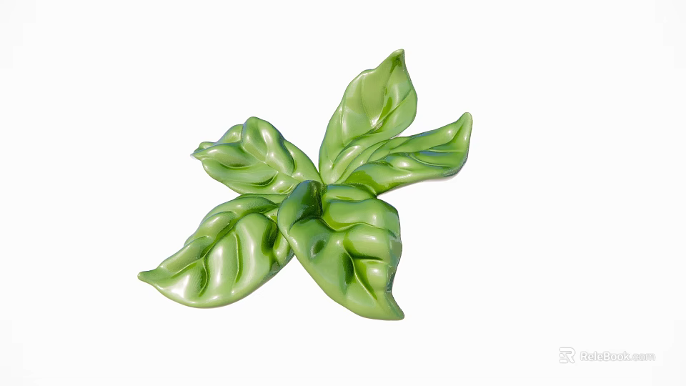 Detailed Green Leaf Sculpture With Curved Petals And Natural Texture Design 3d model 