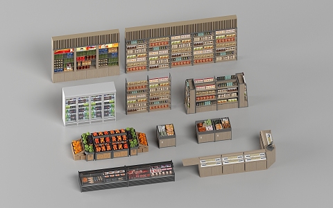 Modern Supermarket Snack House Shelf Supermarket Shelf 3d model