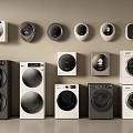 Modern Washing Machines in White and Black Wall Mounted and Freestanding Styles