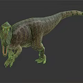 Realistic Prehistoric Dinosaur With Open Mouth Striped Body And Red Head Markings