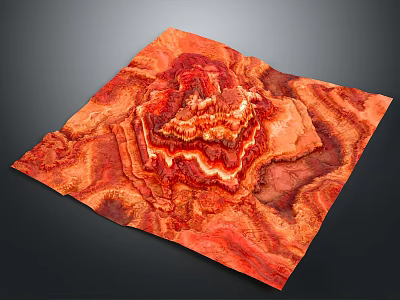 Red Rocky Landscape With Folded Textures And Red Brown Undulating Terrain 3d model