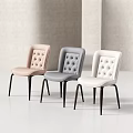 Modern Upholstered Single Chairs with Button Tufted Backrest and Black Slim Legs Various Colors