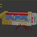 Yellow And White Mechanical Device Featuring Black Internal Components And Attached Cables