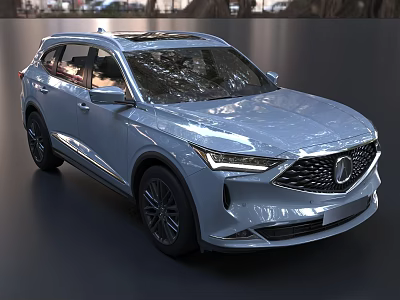 Silver Acura SUV Featuring Modern Design Sleek Body Lines Front Grille And Shiny Finish 3d model