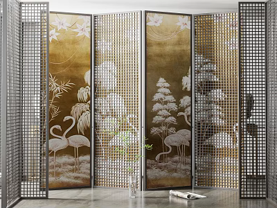 New Chinese-style screen partition screen 3d model