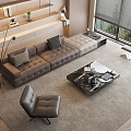 Leather modern sofa combination 3d model