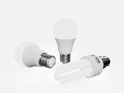 Three Different Types Of Light Bulbs Including LED And CFL For Lighting Use 3d model