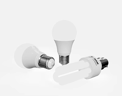 Three Different Types Of Light Bulbs Including LED And CFL For Lighting Use 3d model