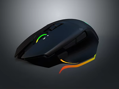 Ergonomic Black Gaming Mouse With Colorful RGB Lighting And Sleek Design 3d model