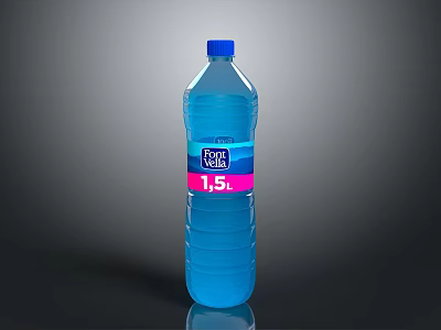 Blue Plastic Water Bottle 1.5 Liter Capacity For Daily Use 3d model